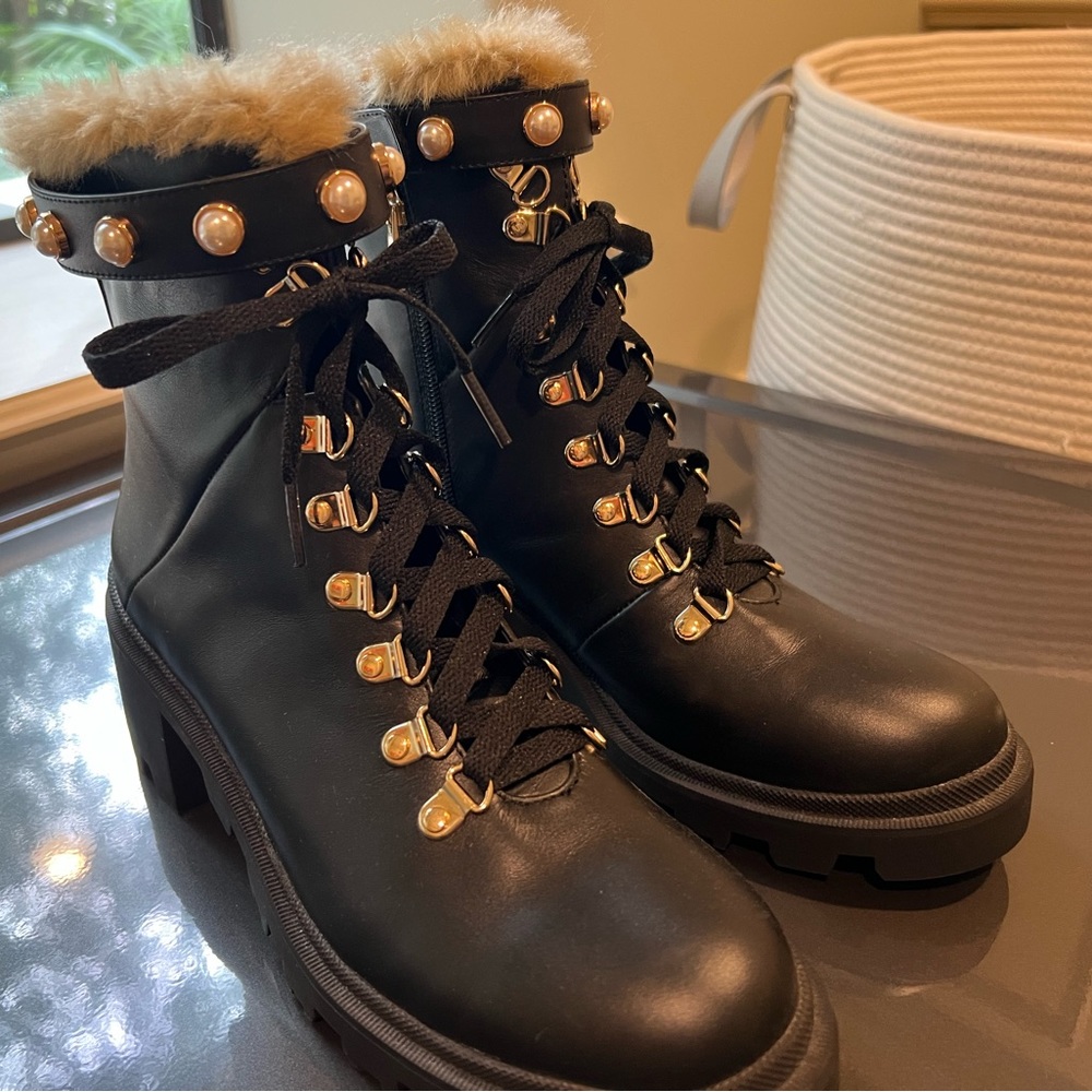 Neiman Marcus black lace up boots